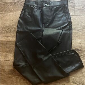 Veronica Beard Shiny Black Leather Pants straight leg